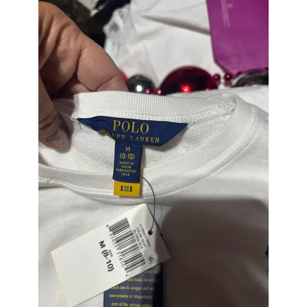 Ralph Lauren 8/10 cropped tied dyed arms red blue polo on back shoulder area nwt